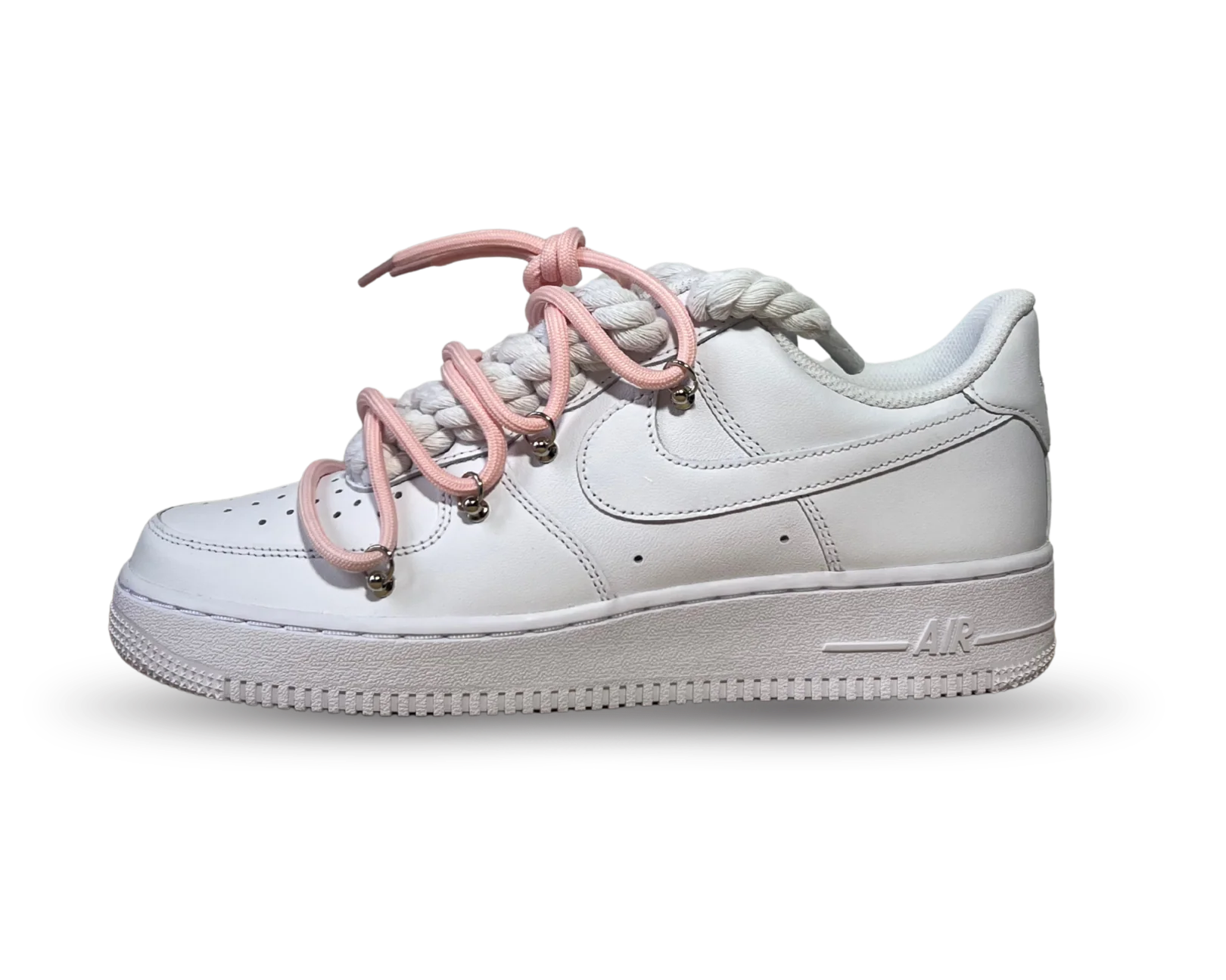 NIKE AIR FORCE 1 LOW 07 TRIPLE WHITE / WHITE ROPE DOUBLE PINK LACE