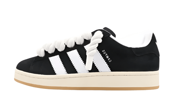 ADIDAS CAMPUS 00S BLACK NOIR W/ WHITE ROPE LACES