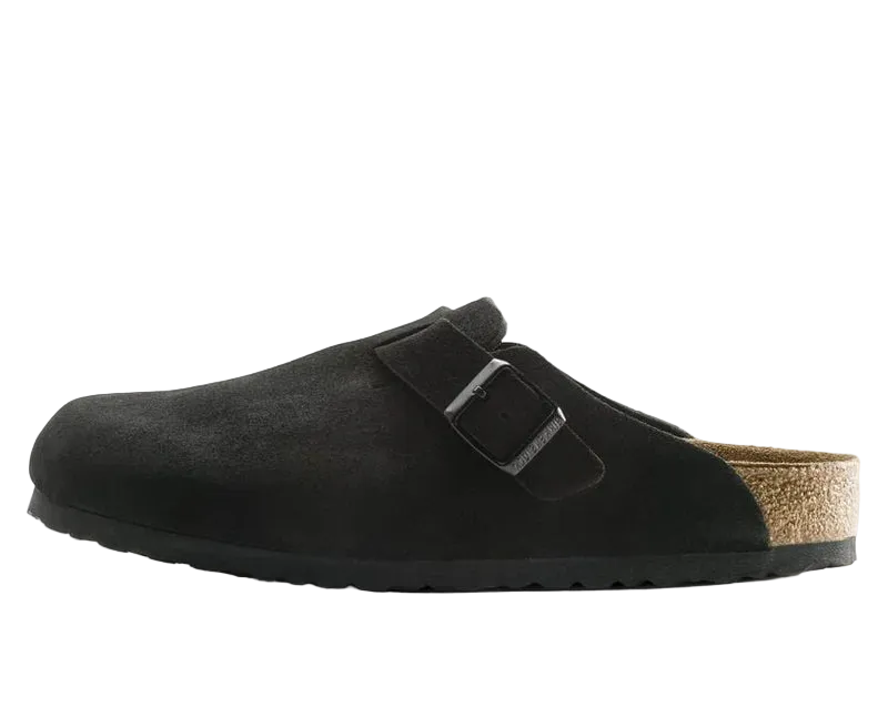 BIRKENSTOCK BOSTON SOFT FOOTBED SUEDE BLACK