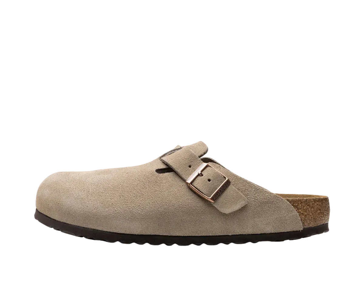 BIRKENSTOCK BOSTON SOFT FOOTBED SUEDE TAUPE