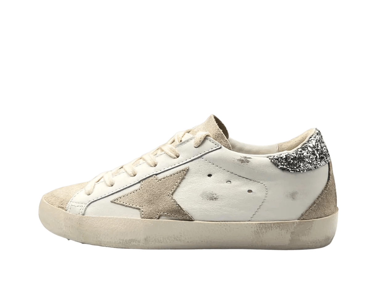GOLDEN GOOSE SUPER-STAR WHITE SILVER GLITTER () - Rdrop
