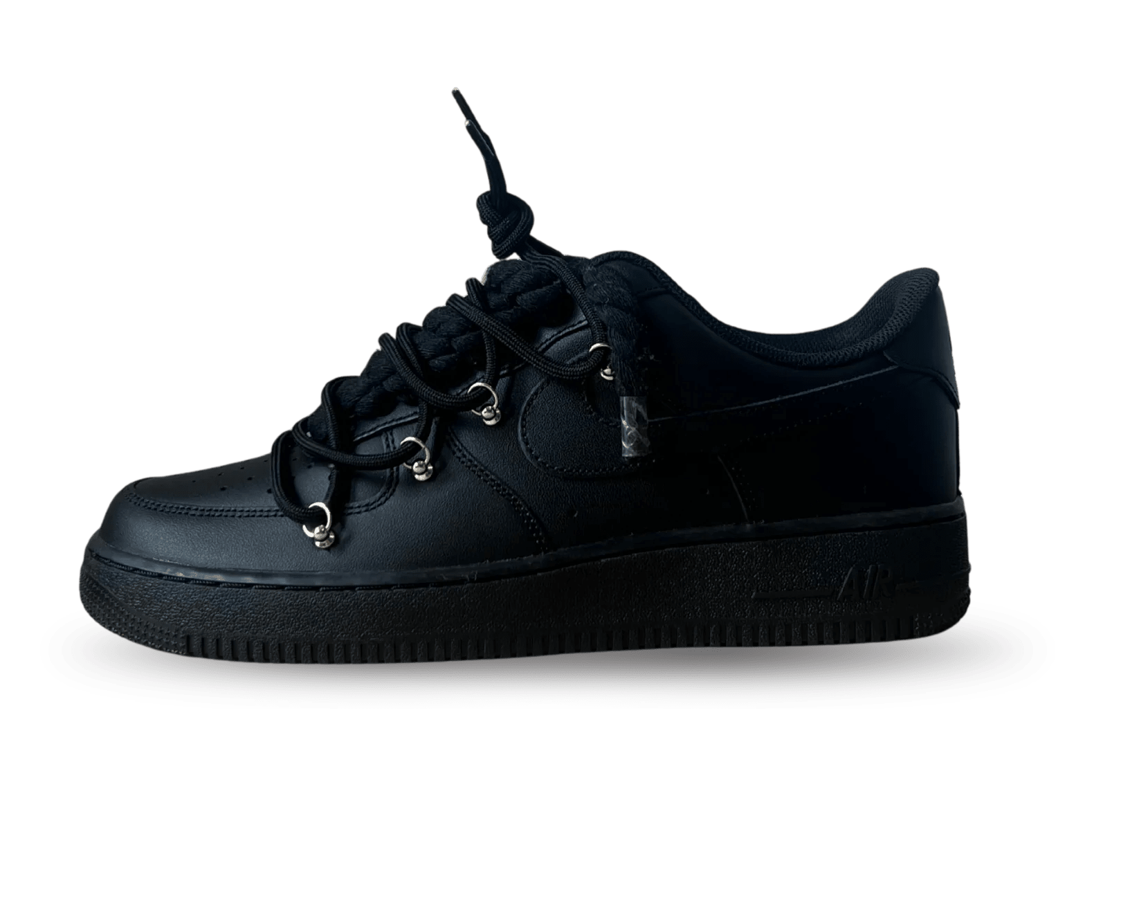 NIKE AIR FORCE 1 LOW 07 TRIPLE BLACK / BLACK ROPE DOUBLE BLACK LACE () - Rdrop