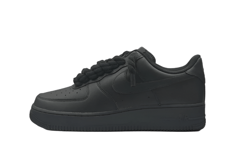 NIKE AIR FORCE 1 LOW 07 TRIPLE BLACK W/ BLACK ROPE LACES - Rdrop