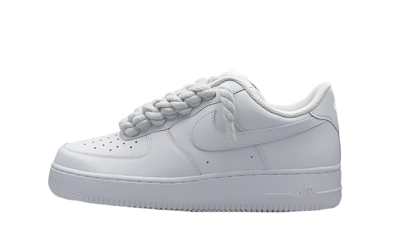 NIKE AIR FORCE LOW 07 TRIPLE WHITE W/ WHITE ROPE LACES Rdrop