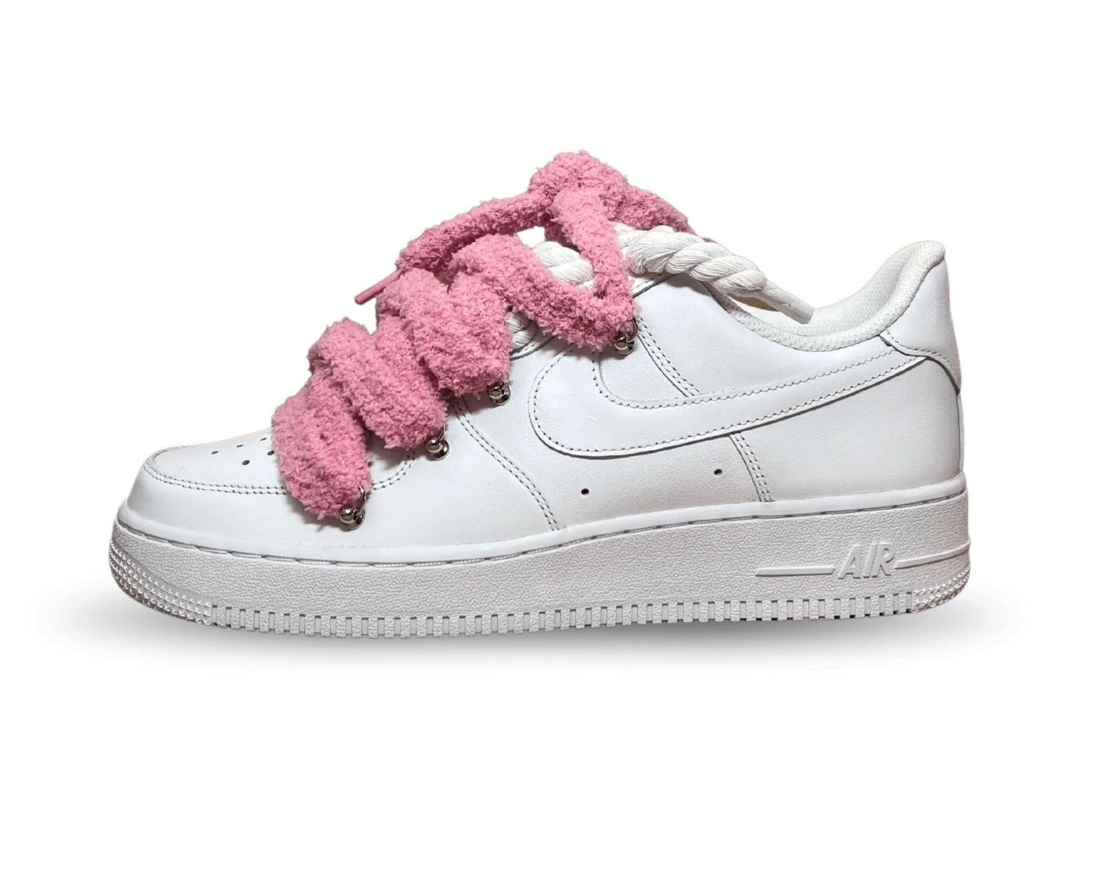 NIKE AIR FORCE 1 LOW 07 TRIPLE WHITE / WHITE ROPE FLUFFY PINK LACE () - Rdrop