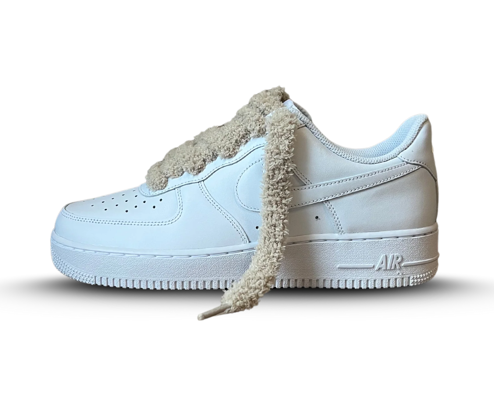 NIKE AIR FORCE 1 LOW 07 TRIPLE WHITE / FLUFFY BEIGE LACE