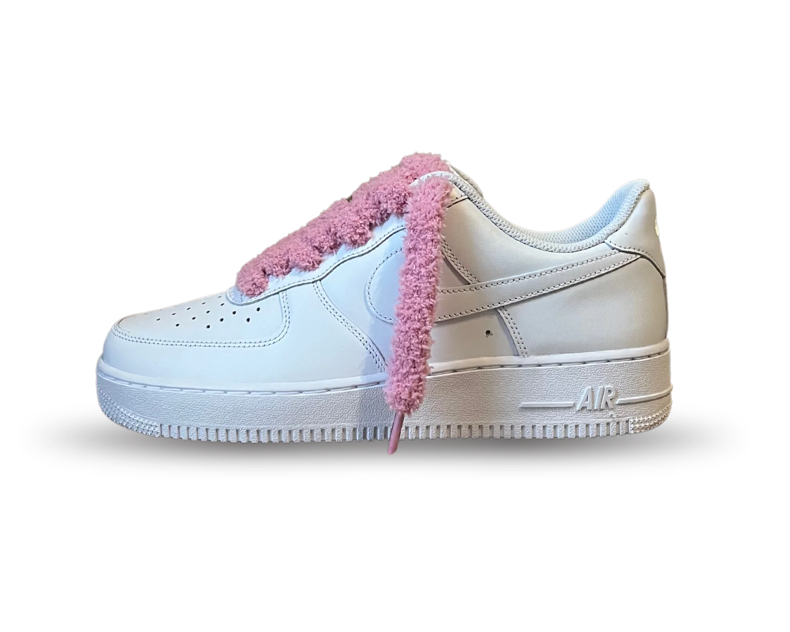 NIKE AIR FORCE 1 LOW 07 TRIPLE WHITE / FLUFFY PINK LACE
