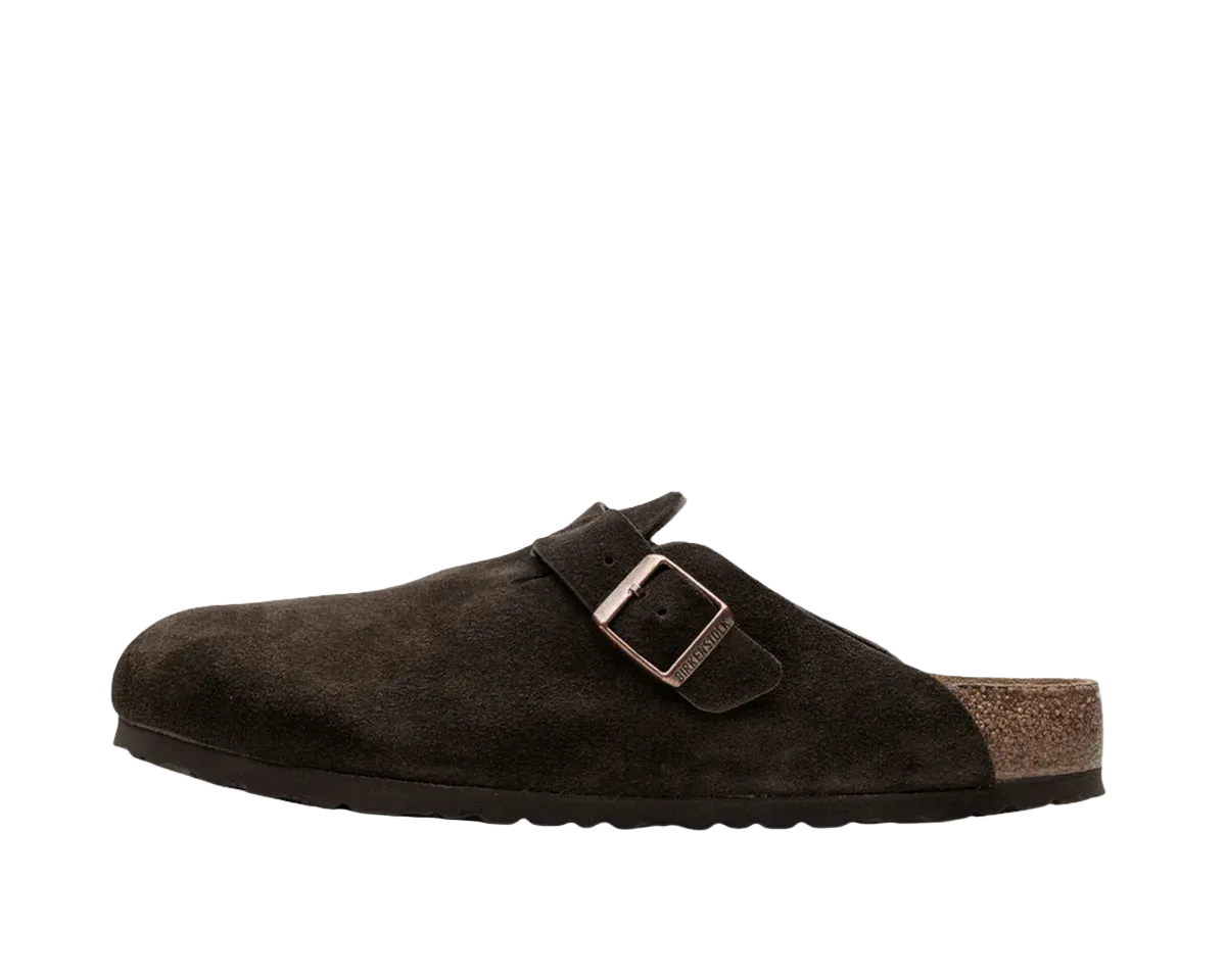BIRKENSTOCK BOSTON SOFT FOOTBED SUEDE MOCHA