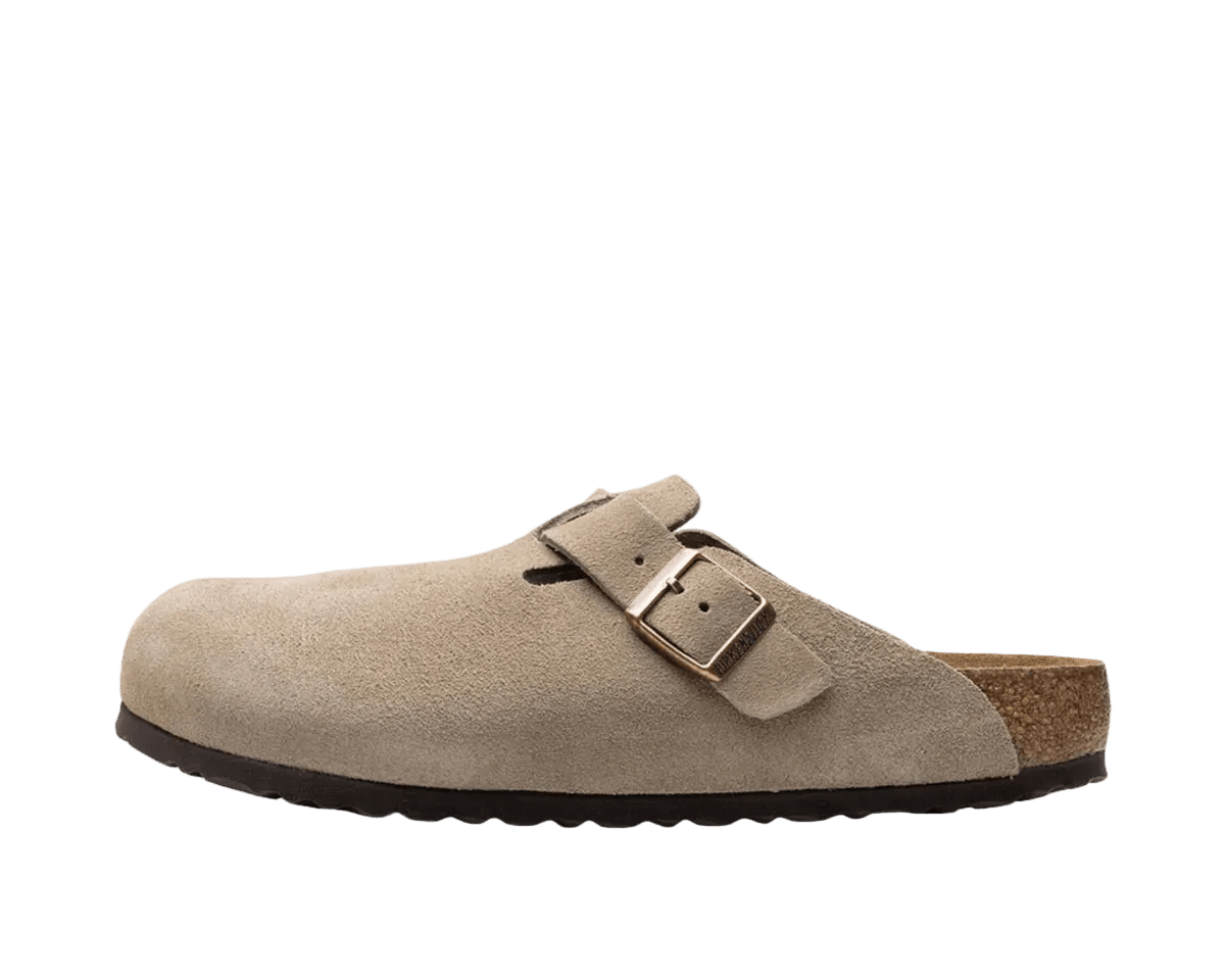 BIRKENSTOCK BOSTON SOFT FOOTBED SUEDE TAUPE () - Rdrop