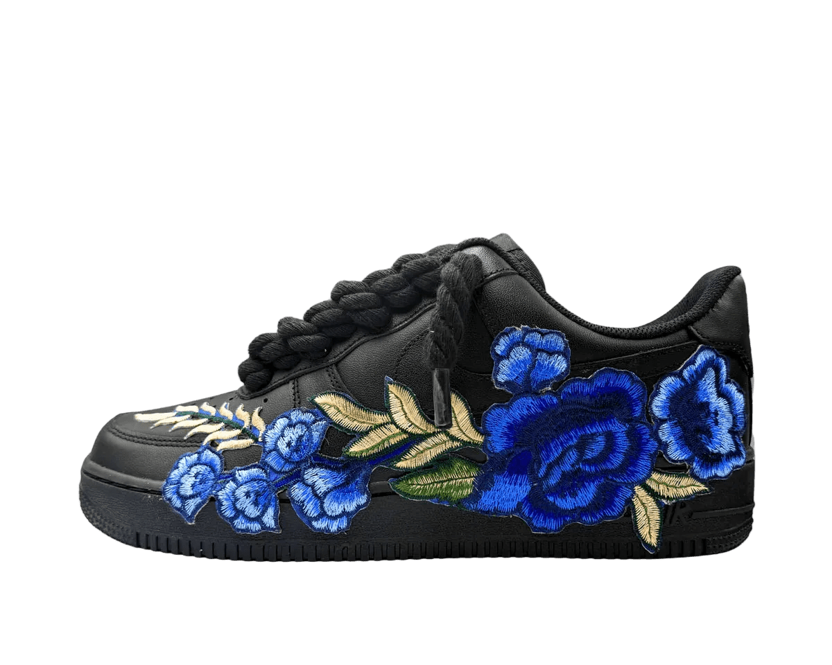 NIKE AIR FORCE 1 LOW ‘07 BLACK / BLUE ROSE ROPE LACES (CW2288-001-BLUEROSERL-1) - Rdrop