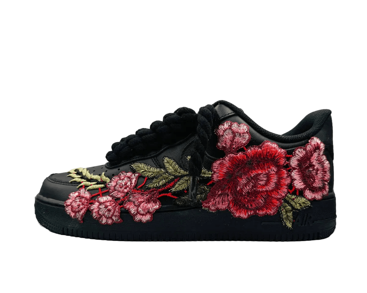 NIKE AIR FORCE 1 LOW ‘07 BLACK / ROSE ROPE LACES (CW2288-001-ROSERL-1) - Rdrop
