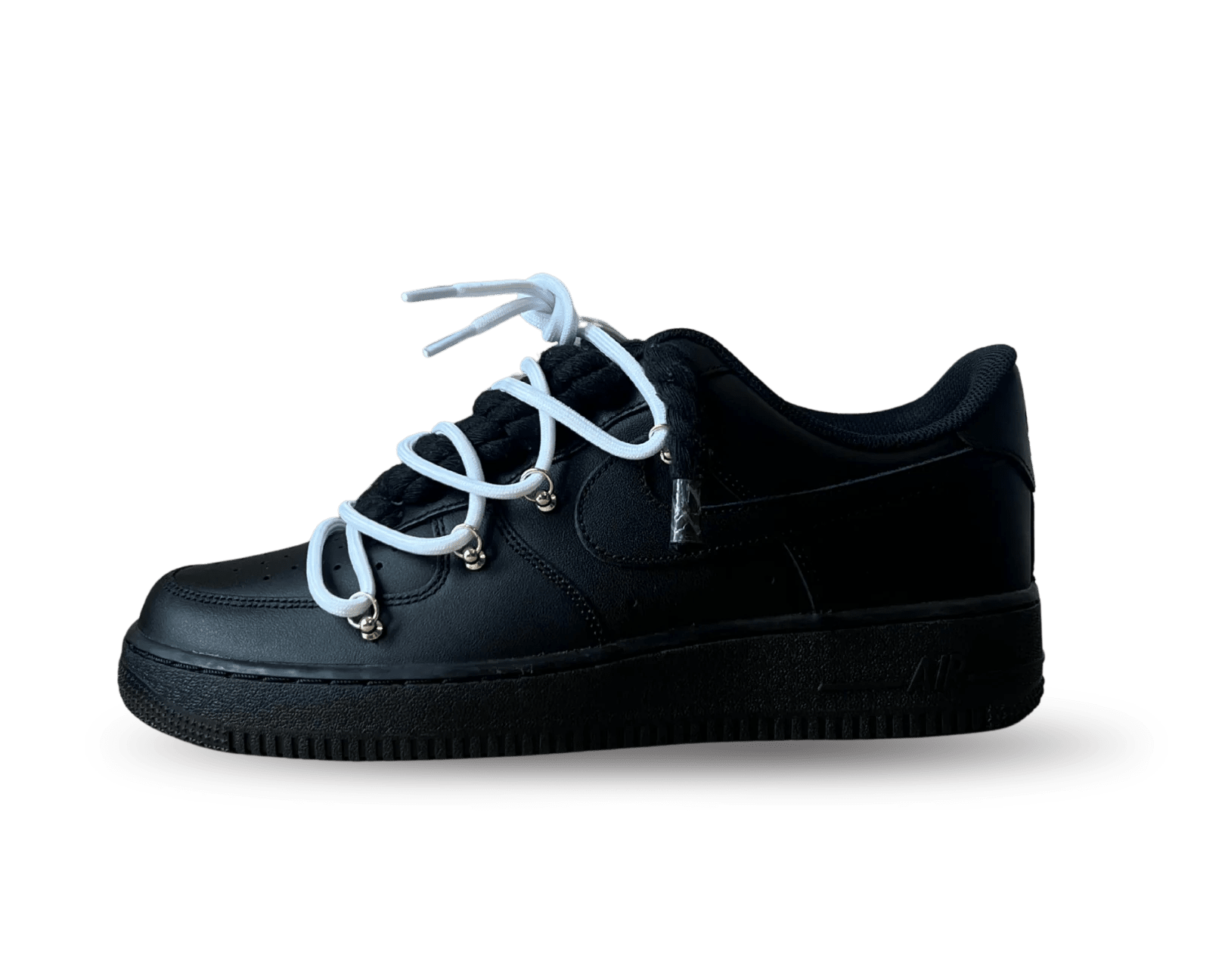 NIKE AIR FORCE 1 LOW 07 TRIPLE BLACK / BLACK ROPE DOUBLE WHITE LACE () - Rdrop