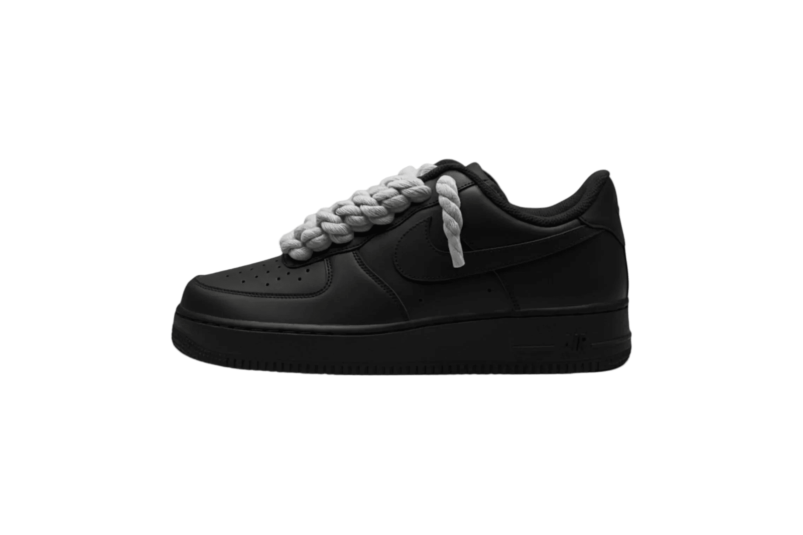 NIKE AIR FORCE 1 LOW 07 TRIPLE BLACK W/ GREY ROPE LACES () - Rdrop