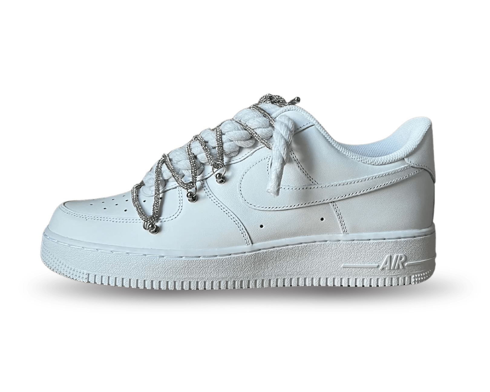 NIKE AIR FORCE 1 LOW 07 TRIPLE WHITE / WHITE ROPE DIAMOND GREY LACE () - Rdrop