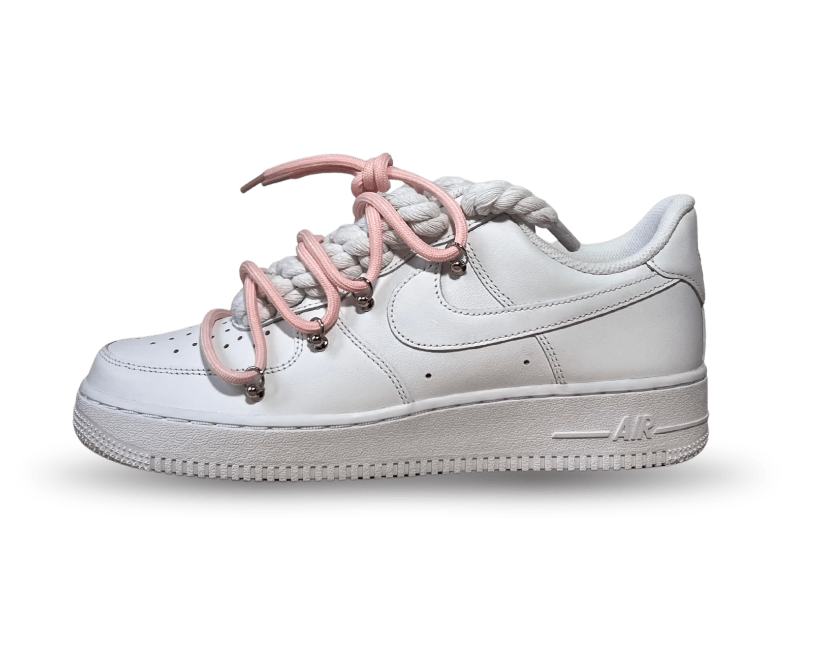 NIKE AIR FORCE 1 LOW 07 TRIPLE WHITE / WHITE ROPE DOUBLE PINK LACE () - Rdrop