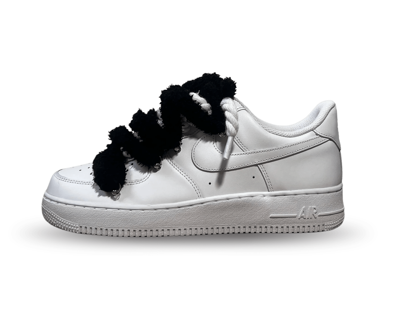 NIKE AIR FORCE 1 LOW 07 TRIPLE WHITE / WHITE ROPE FLUFFY BLACK LACE () - Rdrop