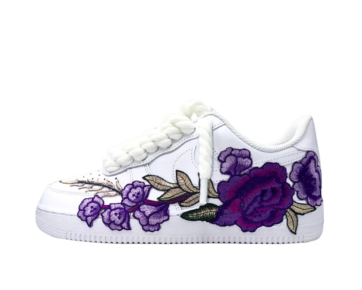 NIKE AIR FORCE 1 LOW ‘07 WHITE / PURPLE ROSE ROPE LACES
